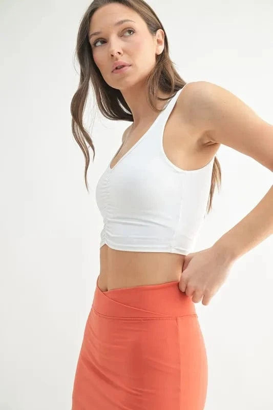 MONO B Ruched Front Active Tank - ShalayeFashion