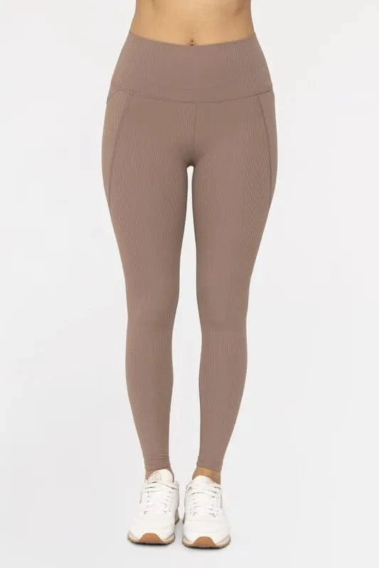 MONO B Soft Ribbed High Waisted Leggings - ShalayeFashion