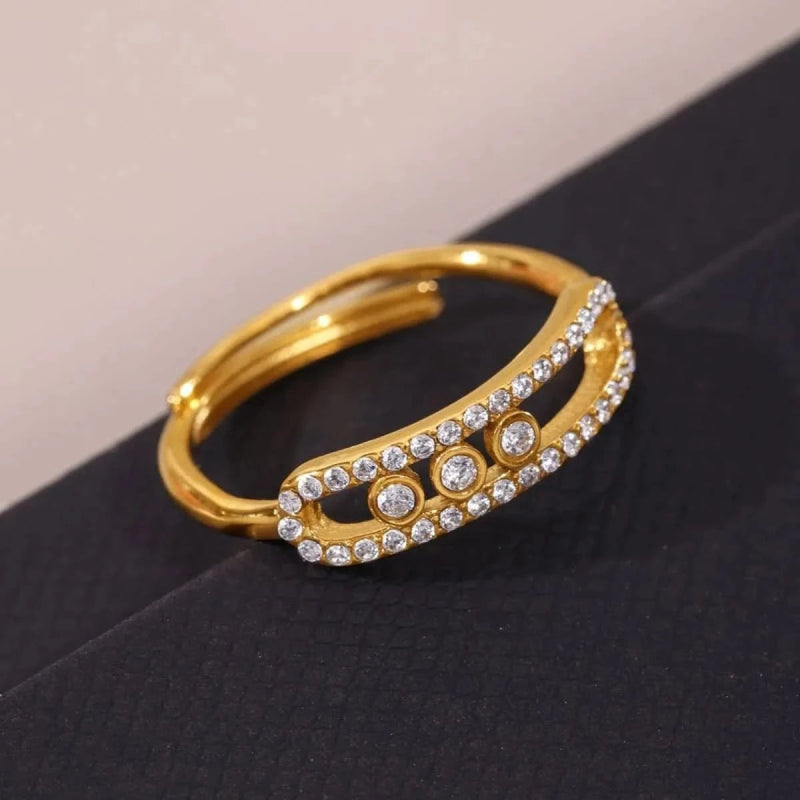 Moving Crystal Bar Necklace and Ring Jewelry Set - ShalayeFashion