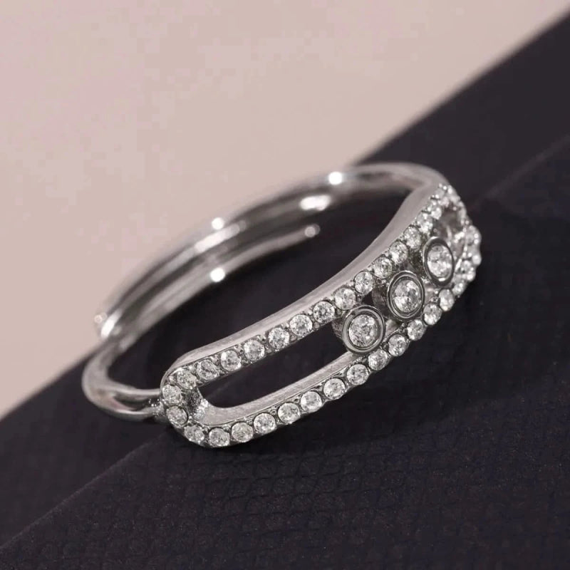 Moving Crystal Bar Necklace and Ring Jewelry Set - ShalayeFashion