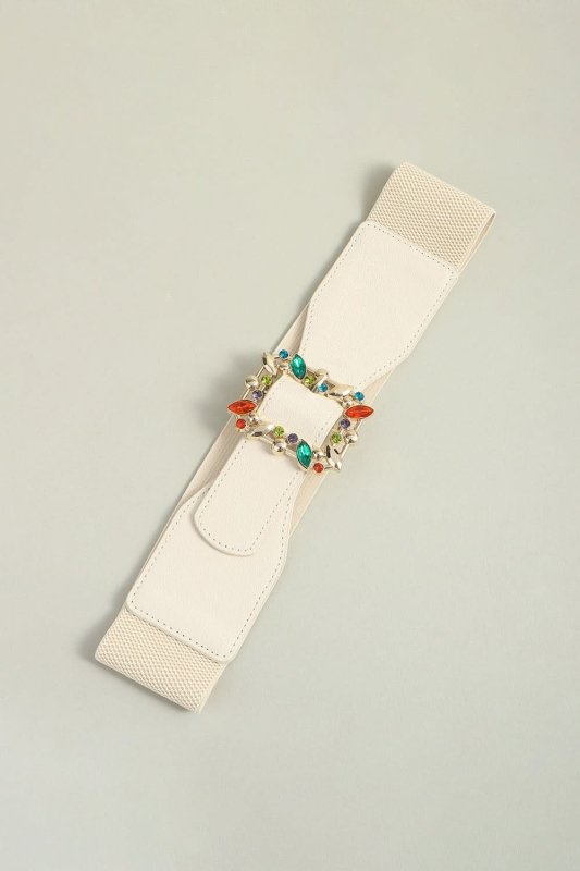 Multicolored Leaf Buckle Elastic Belt - ShalayeFashion
