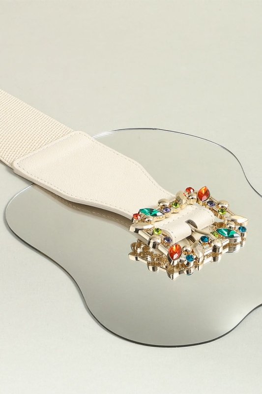 Multicolored Leaf Buckle Elastic Belt - ShalayeFashion