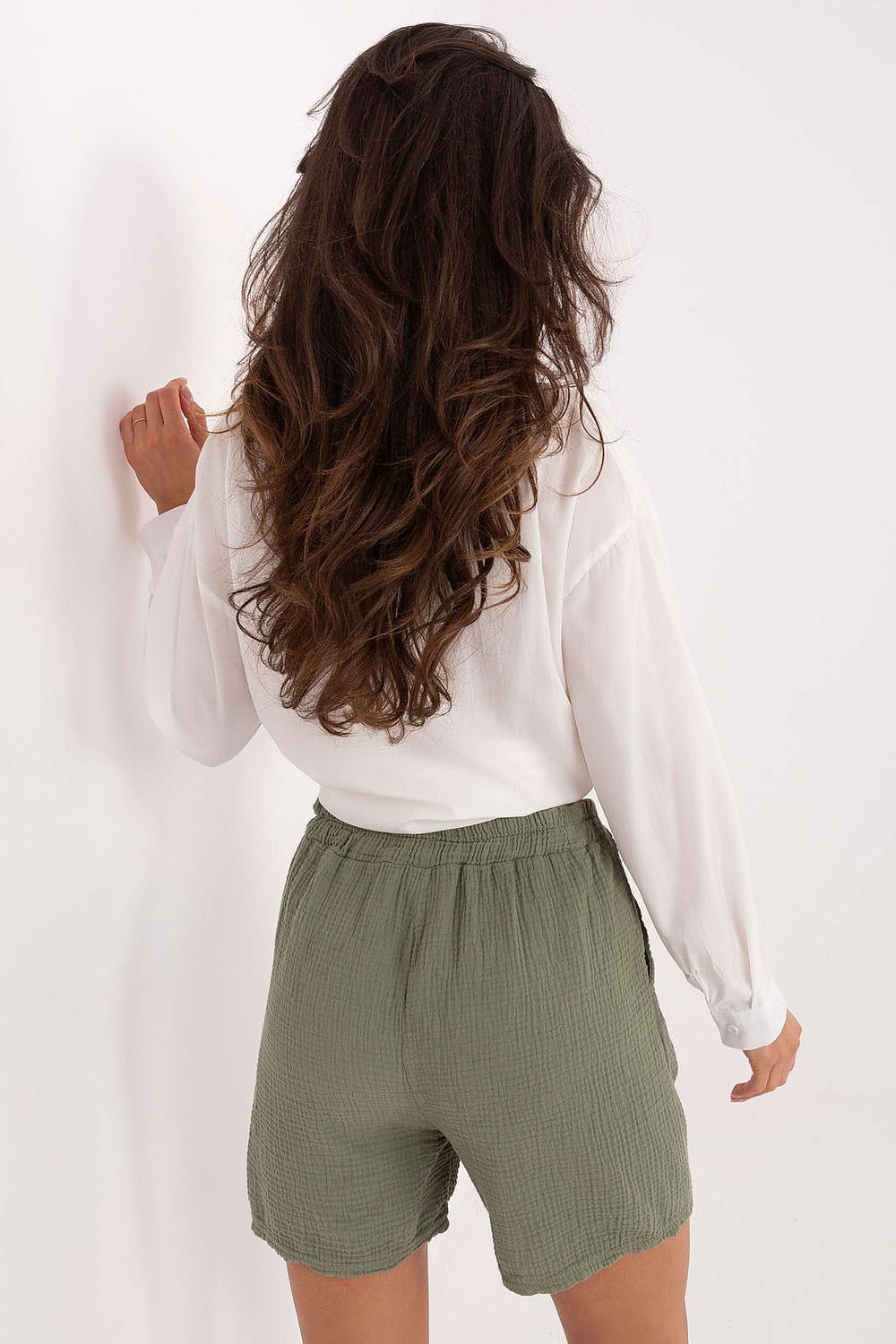 Muslin Cotton Shorts High Waist Wide - ShalayeFashion