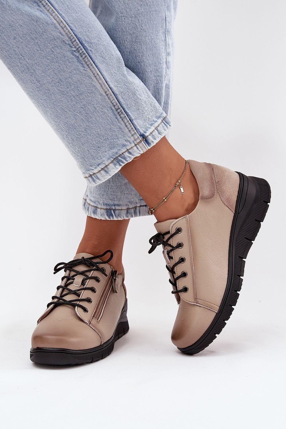 Natural Leather Wedge Shoes Women Comfort - ShalayeFashion