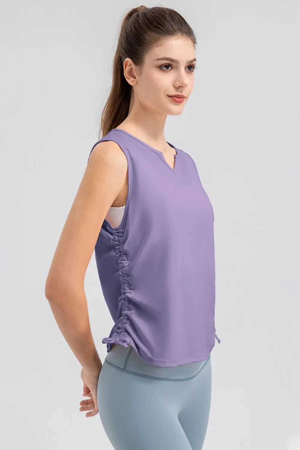Notched Wide Strap Active Tank - ShalayeFashion