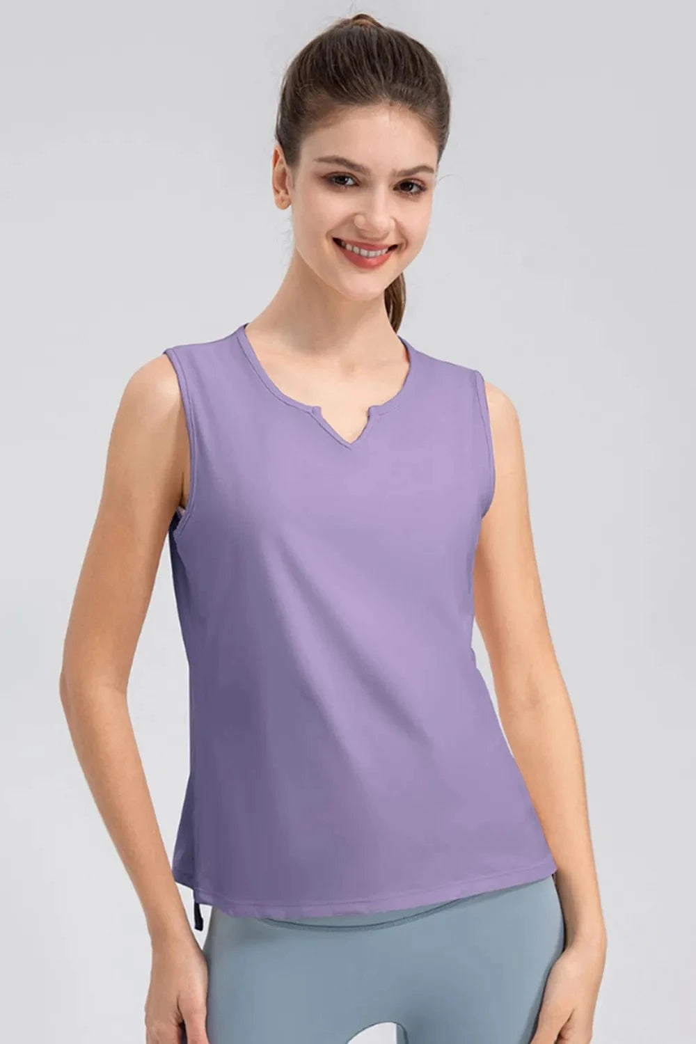 Notched Wide Strap Active Tank - ShalayeFashion