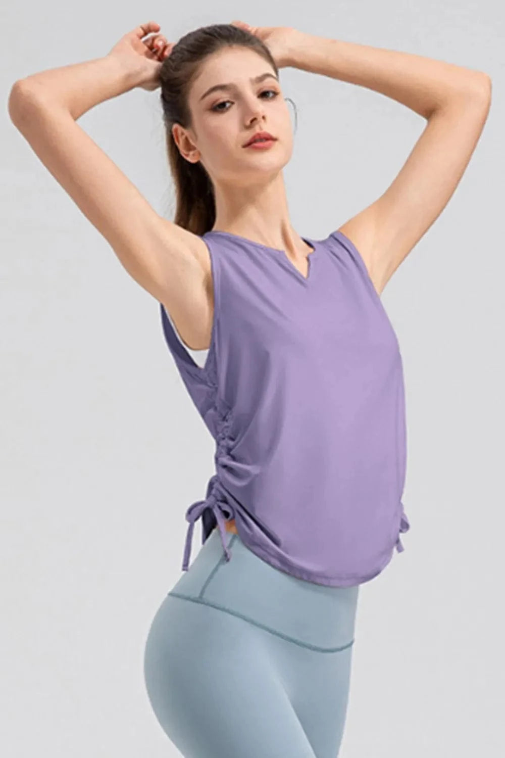 Notched Wide Strap Active Tank - ShalayeFashion