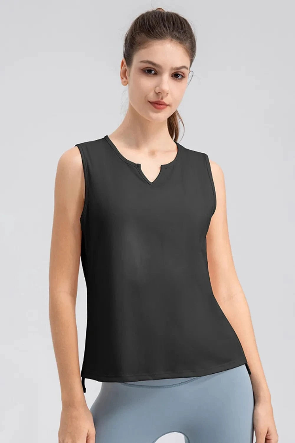 Notched Wide Strap Active Tank - ShalayeFashion