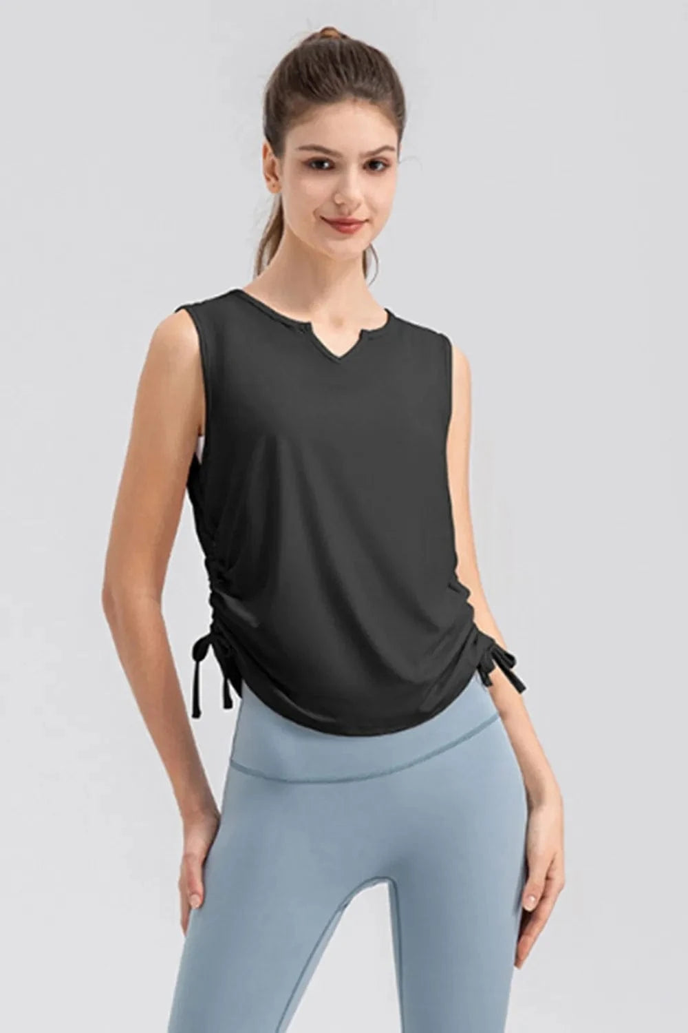 Notched Wide Strap Active Tank - ShalayeFashion