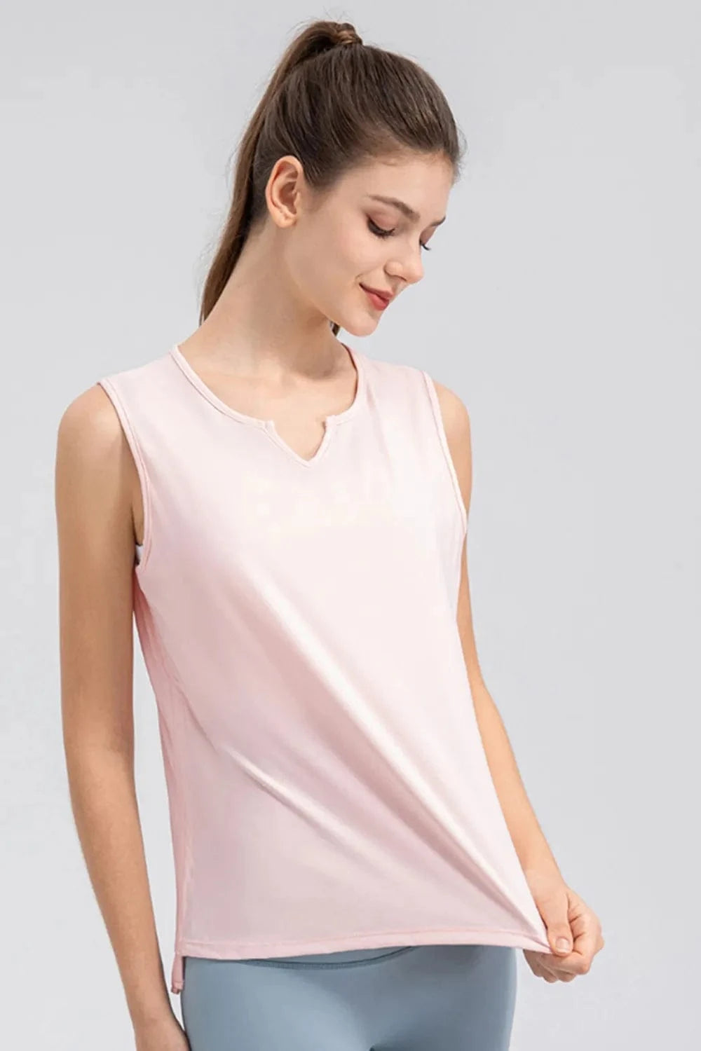 Notched Wide Strap Active Tank - ShalayeFashion