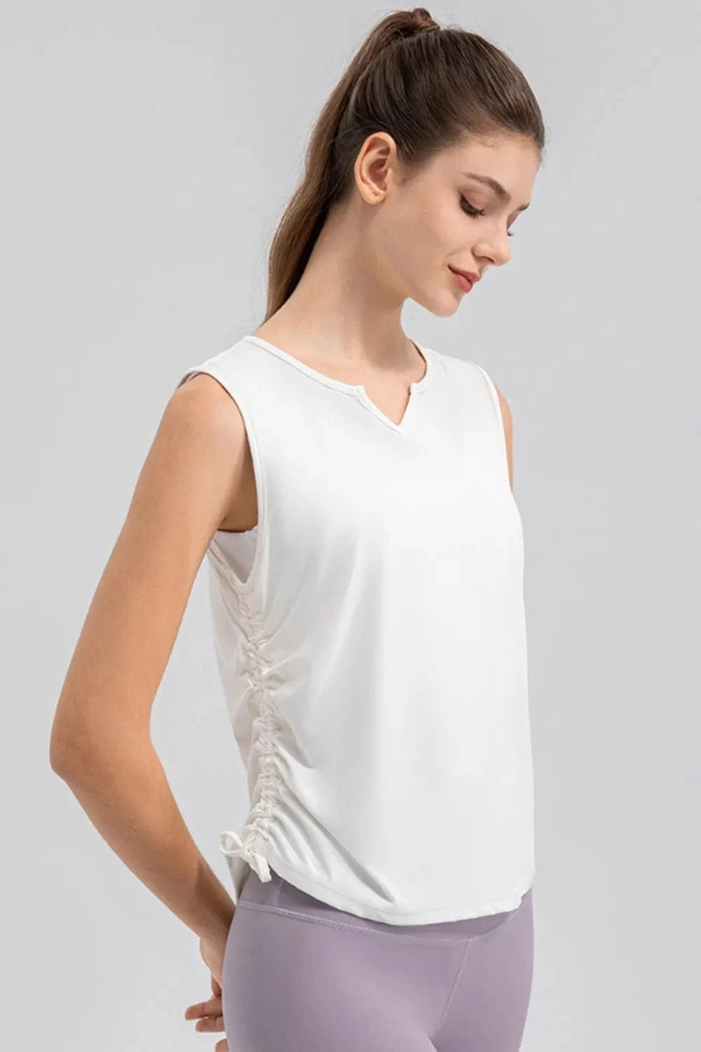 Notched Wide Strap Active Tank - ShalayeFashion