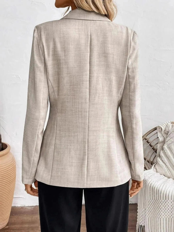 One Button Lapel Collar Blazer - ShalayeFashion