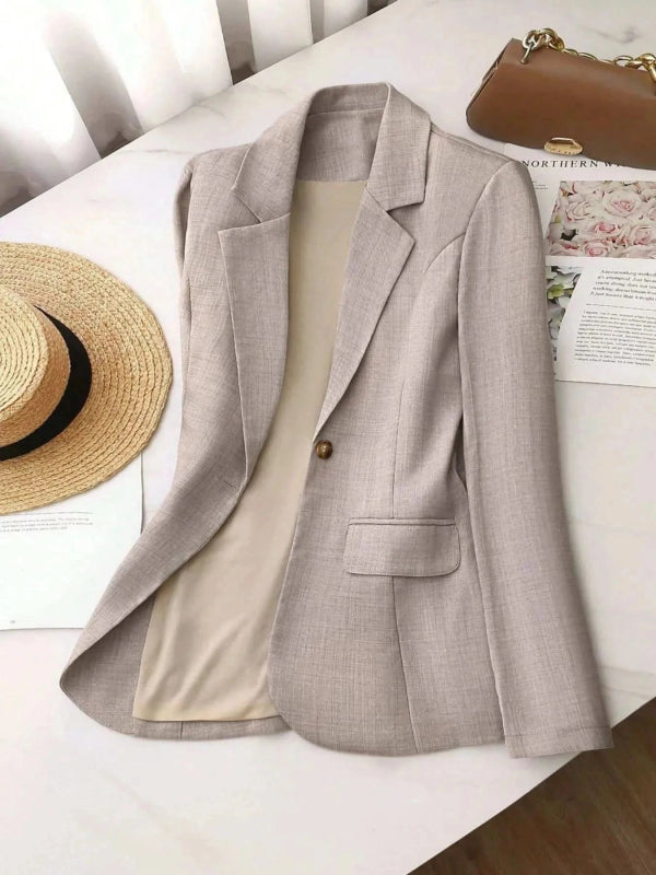 One Button Lapel Collar Blazer - ShalayeFashion