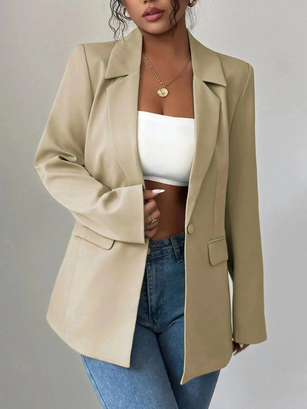 One Button Lapel Collar Blazer - ShalayeFashion