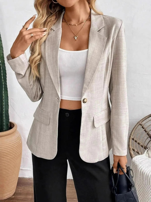 One Button Lapel Collar Blazer - ShalayeFashion