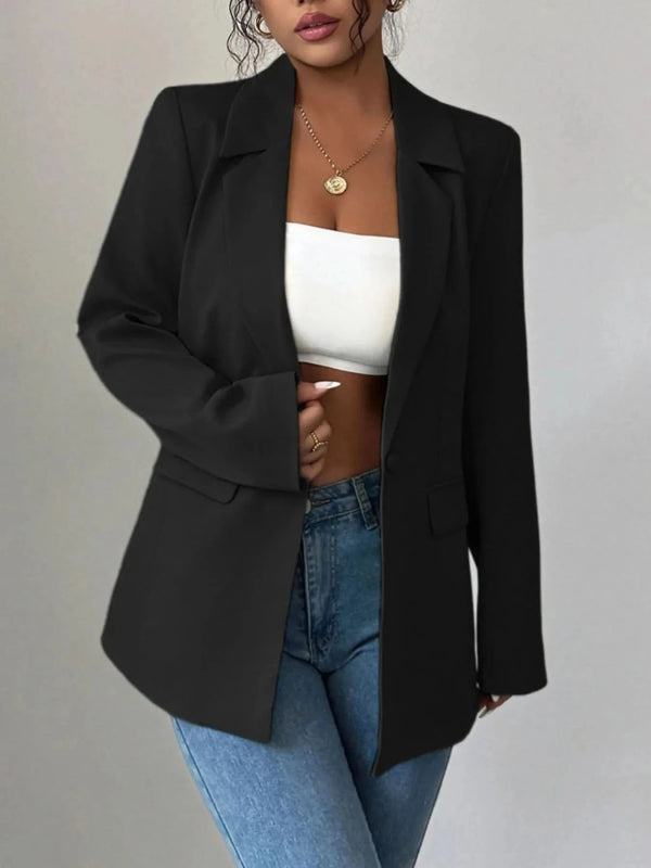 One Button Lapel Collar Blazer - ShalayeFashion