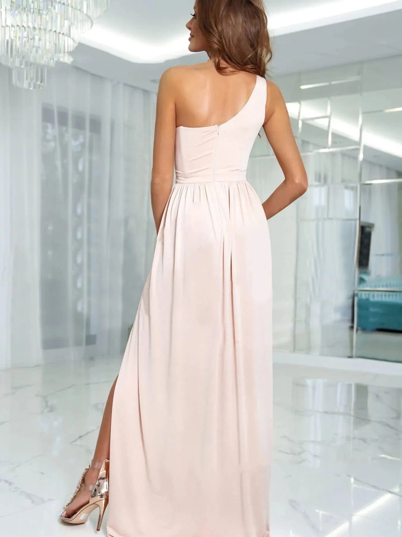 One - Shoulder High Slit Dress - ShalayeFashion