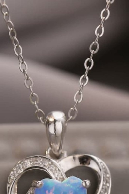 Opal Heart Pendant Necklace - ShalayeFashion