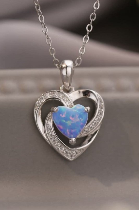 Opal Heart Pendant Necklace - ShalayeFashion
