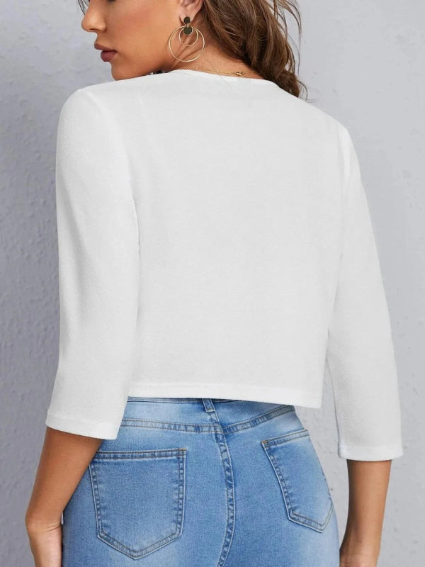 Open Front 3/4 Sleeve Blazer - ShalayeFashion