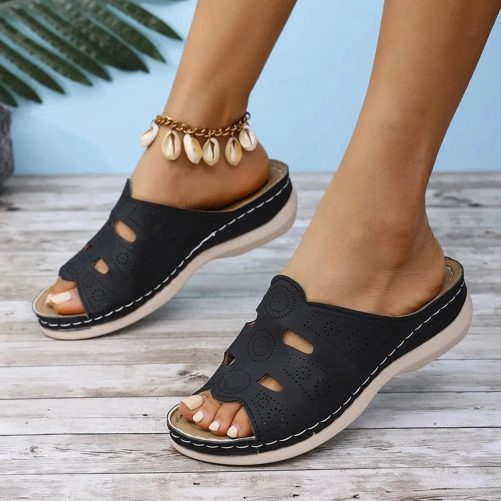 Open - Toe Cutout Sandals - ShalayeFashion