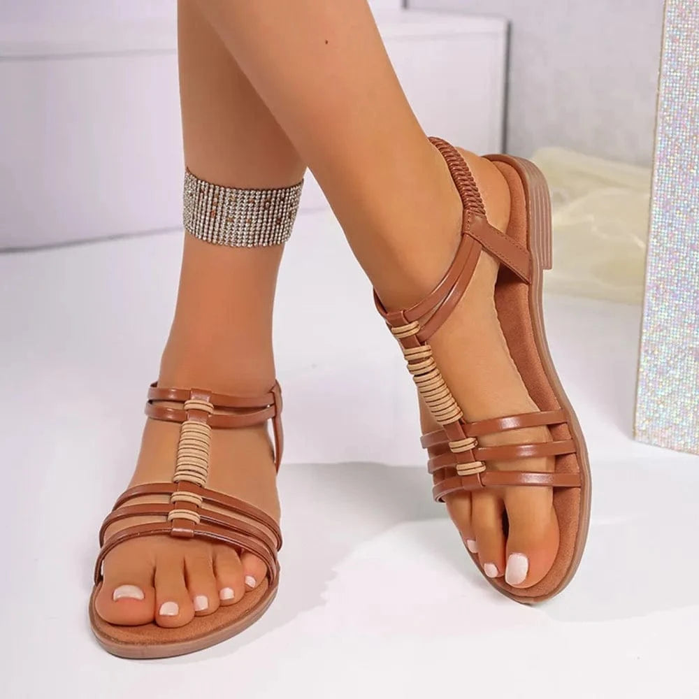 Open Toe Flat Sandals - ShalayeFashion