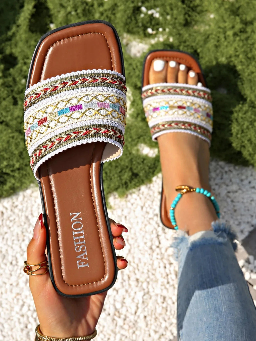 Open Toe Flats Sandals - ShalayeFashion