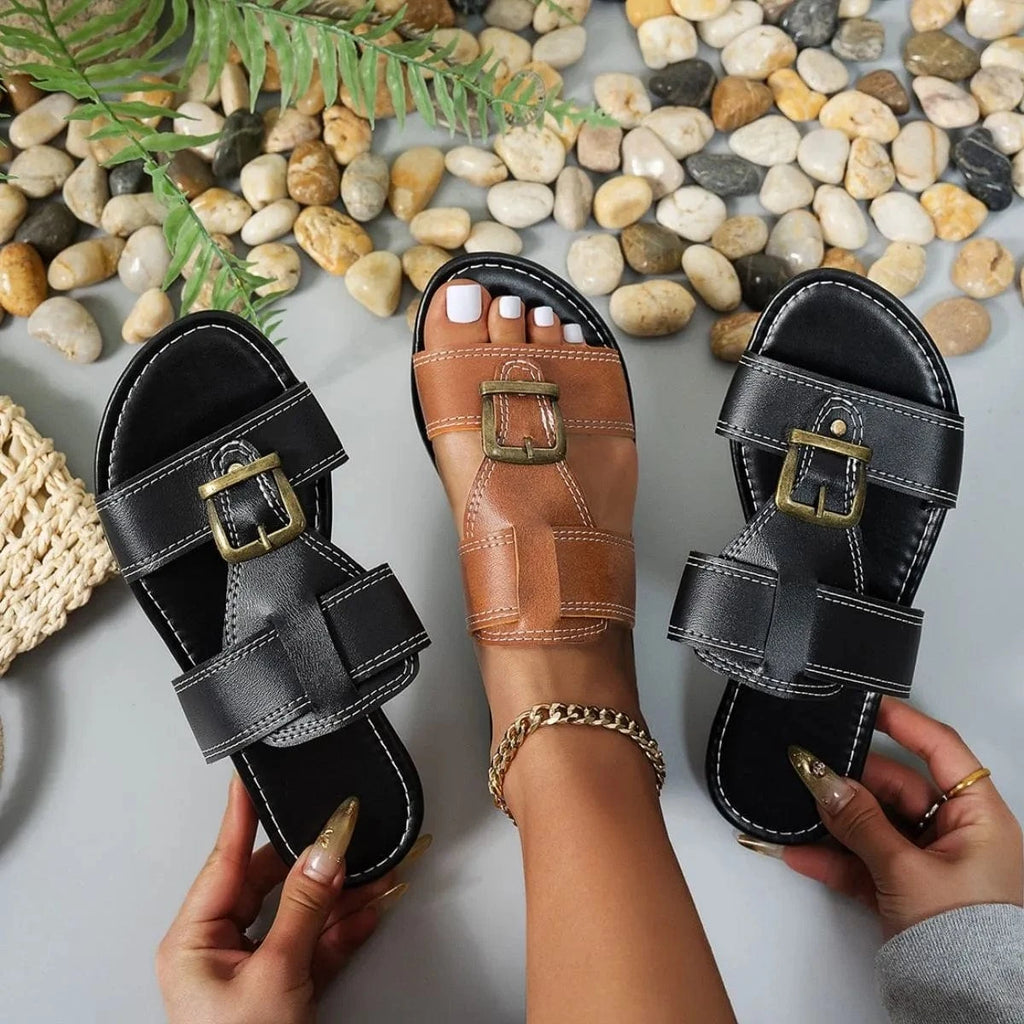 Open Toe Flats Sandals - ShalayeFashion