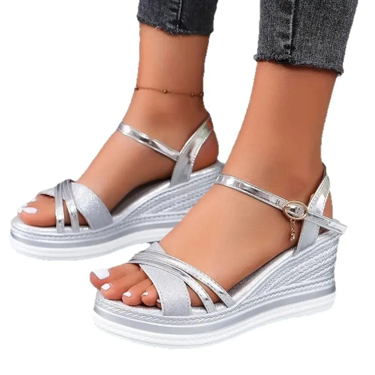 Open Toe Wedge Sandals - ShalayeFashion