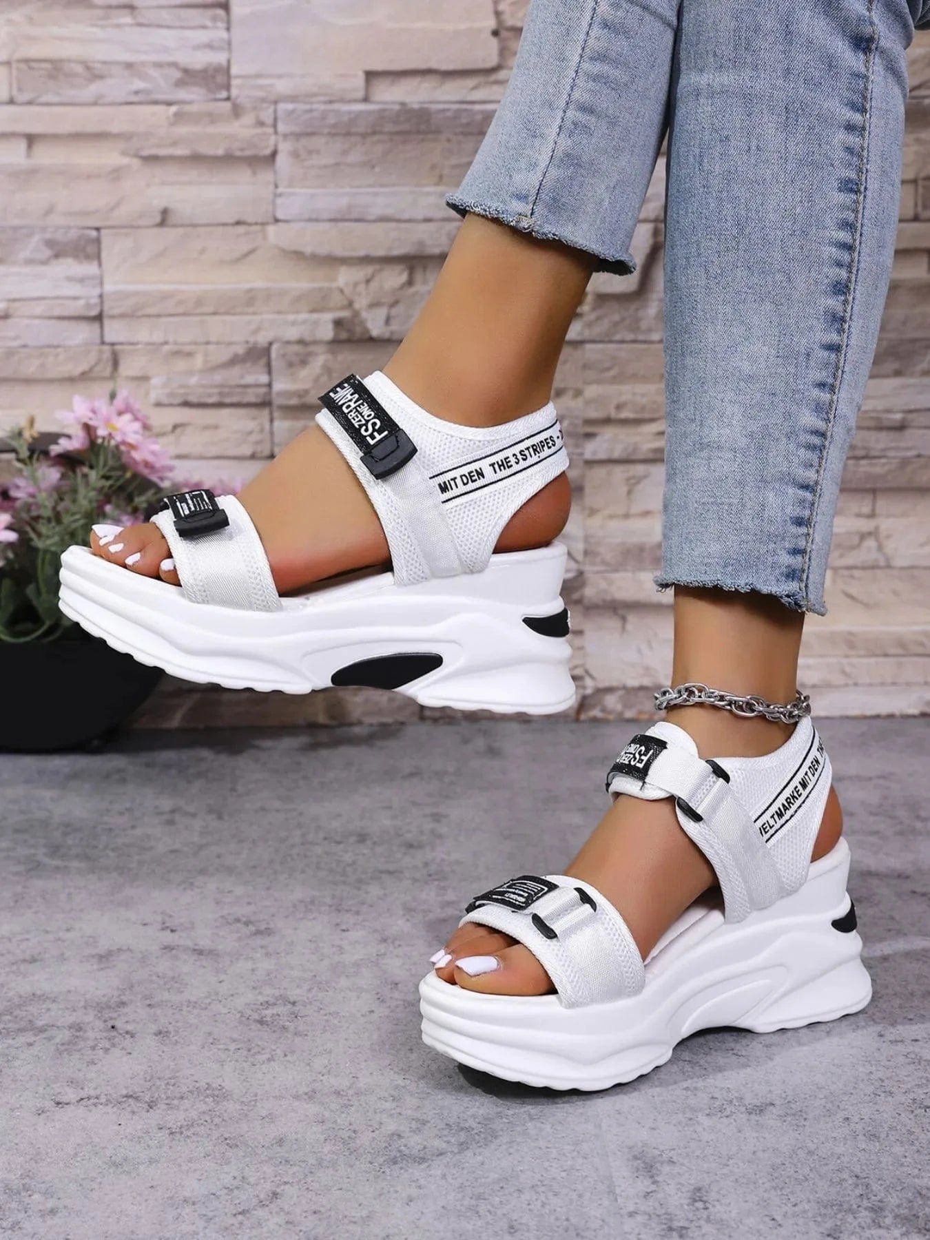 Open Toe Wedge Sandals - ShalayeFashion
