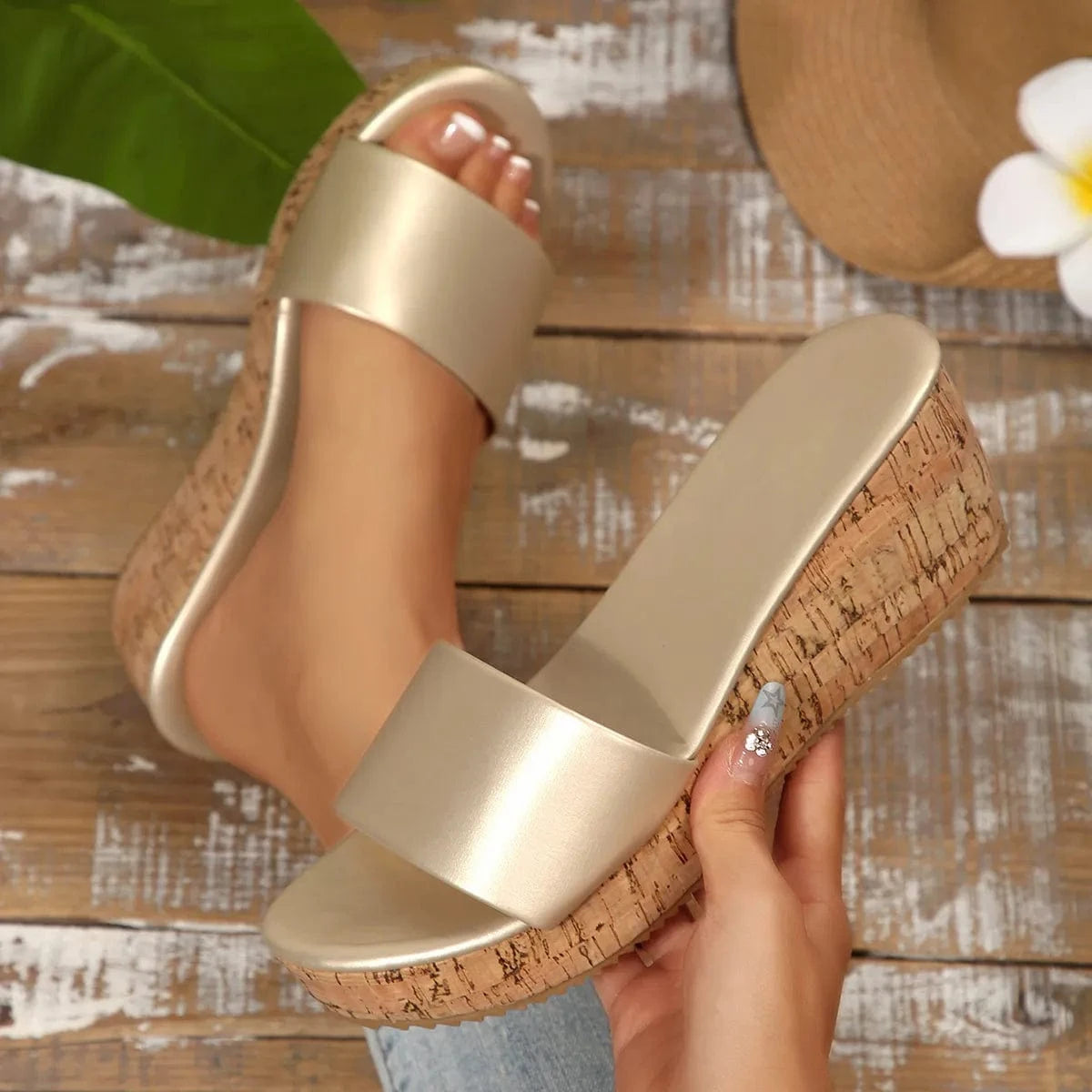 Open Toe Wedge Sandals - ShalayeFashion