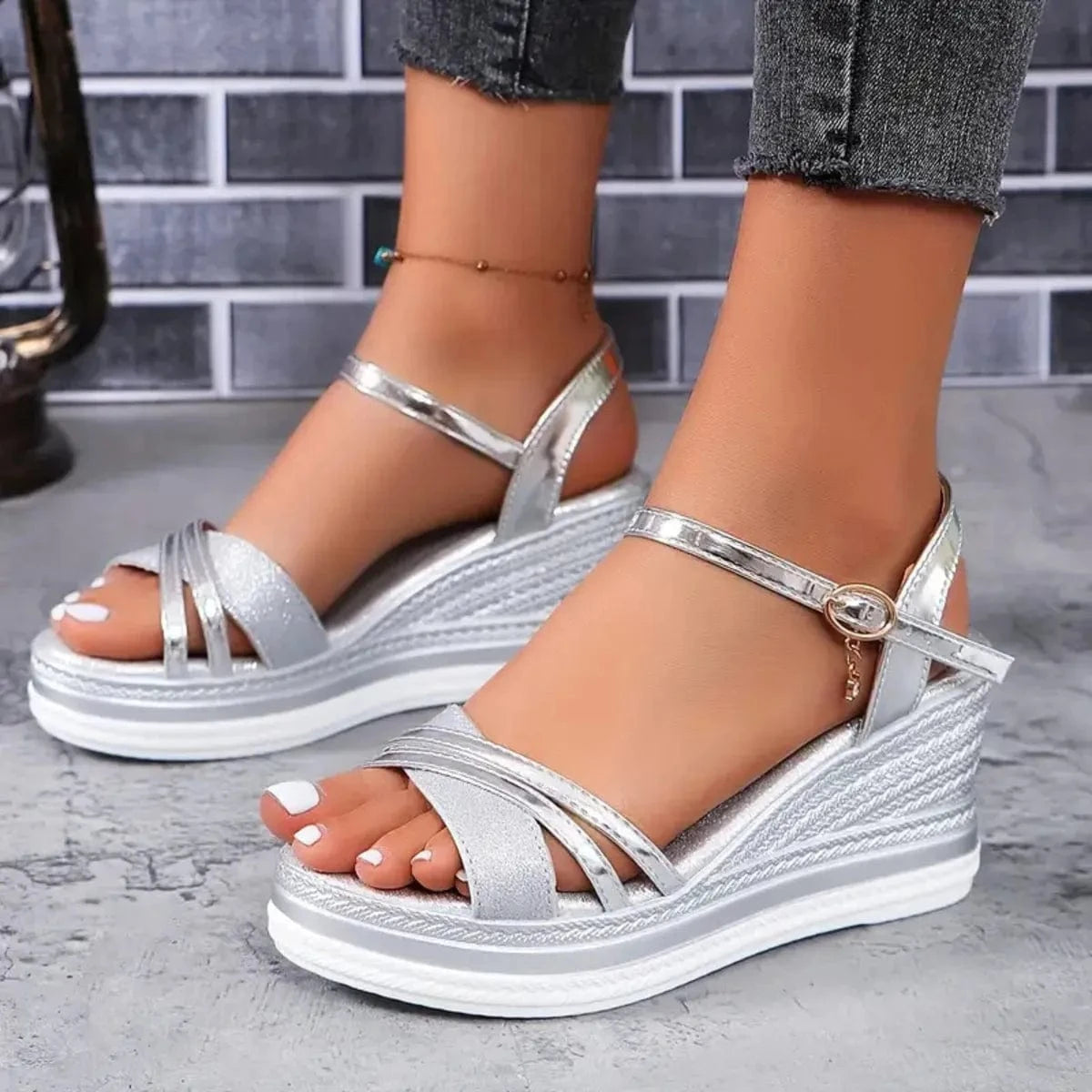 Open Toe Wedge Sandals - ShalayeFashion