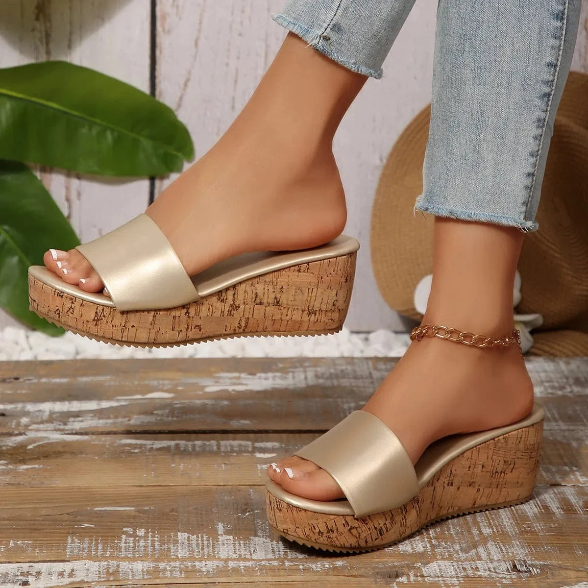 Open Toe Wedge Sandals - ShalayeFashion