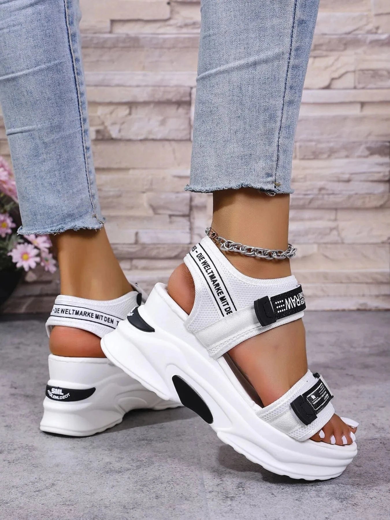 Open Toe Wedge Sandals - ShalayeFashion