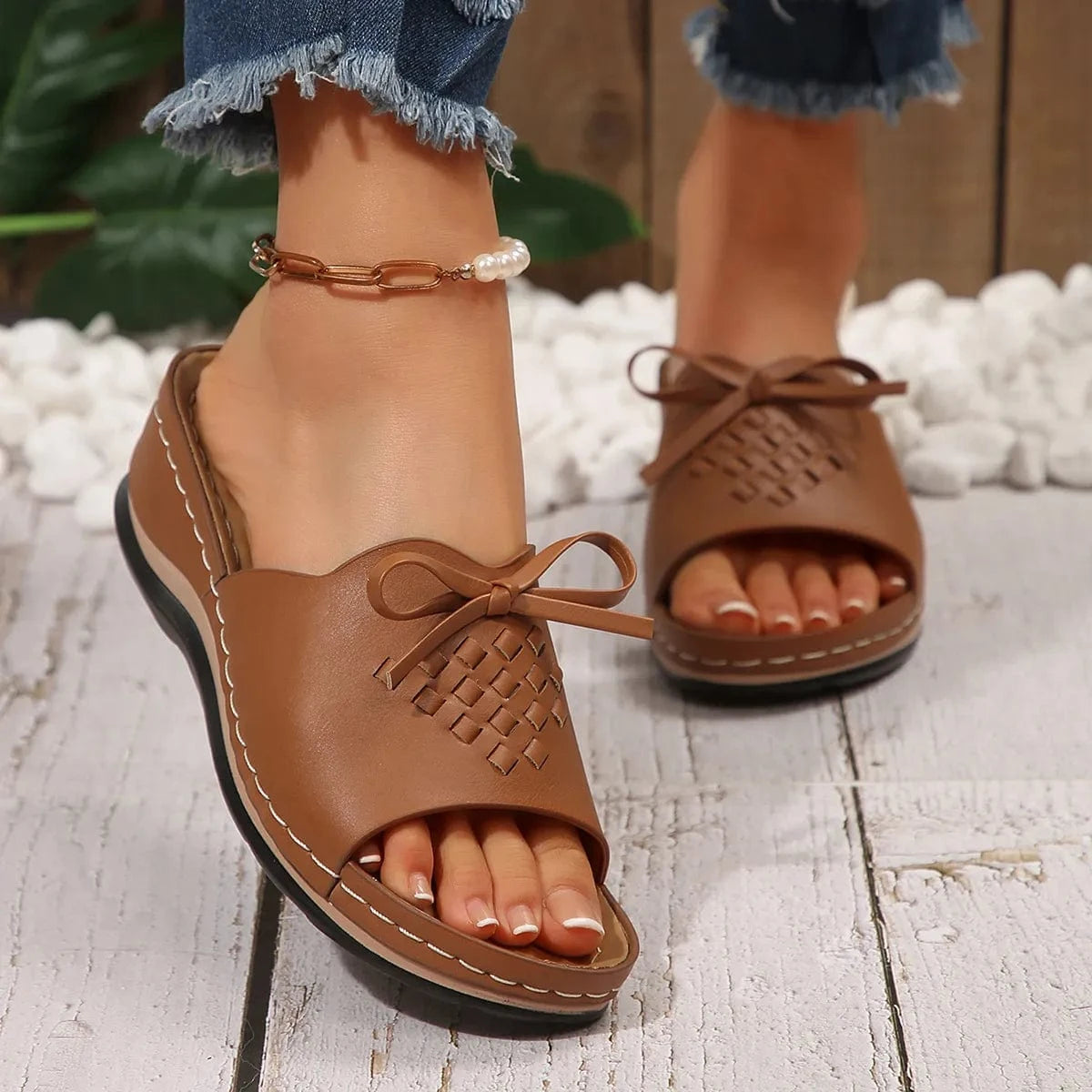 Open Toe Wedge Sandals - ShalayeFashion