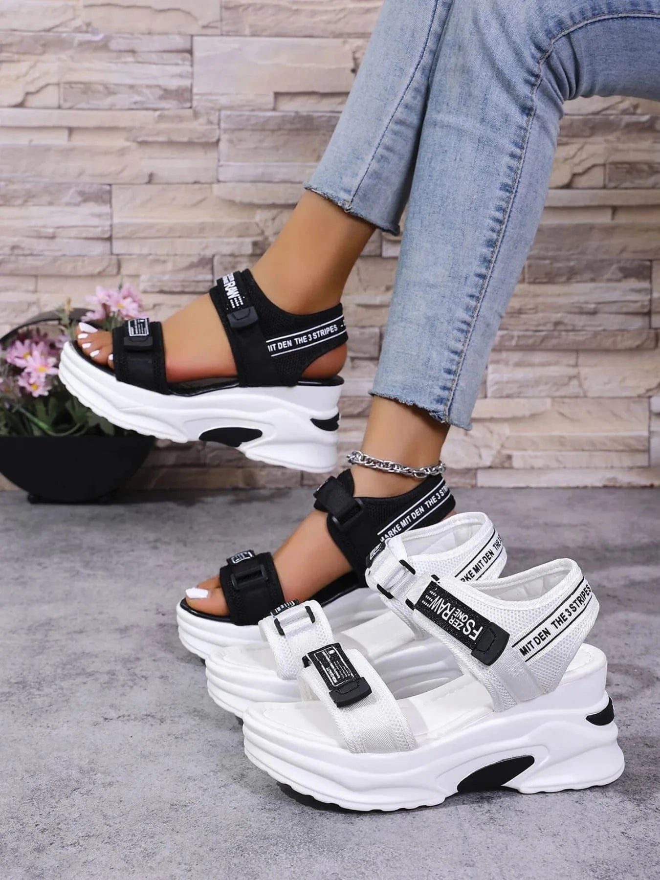 Open Toe Wedge Sandals - ShalayeFashion