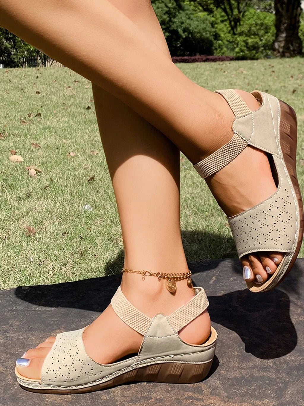 Open Toe Wedge Sandals - ShalayeFashion