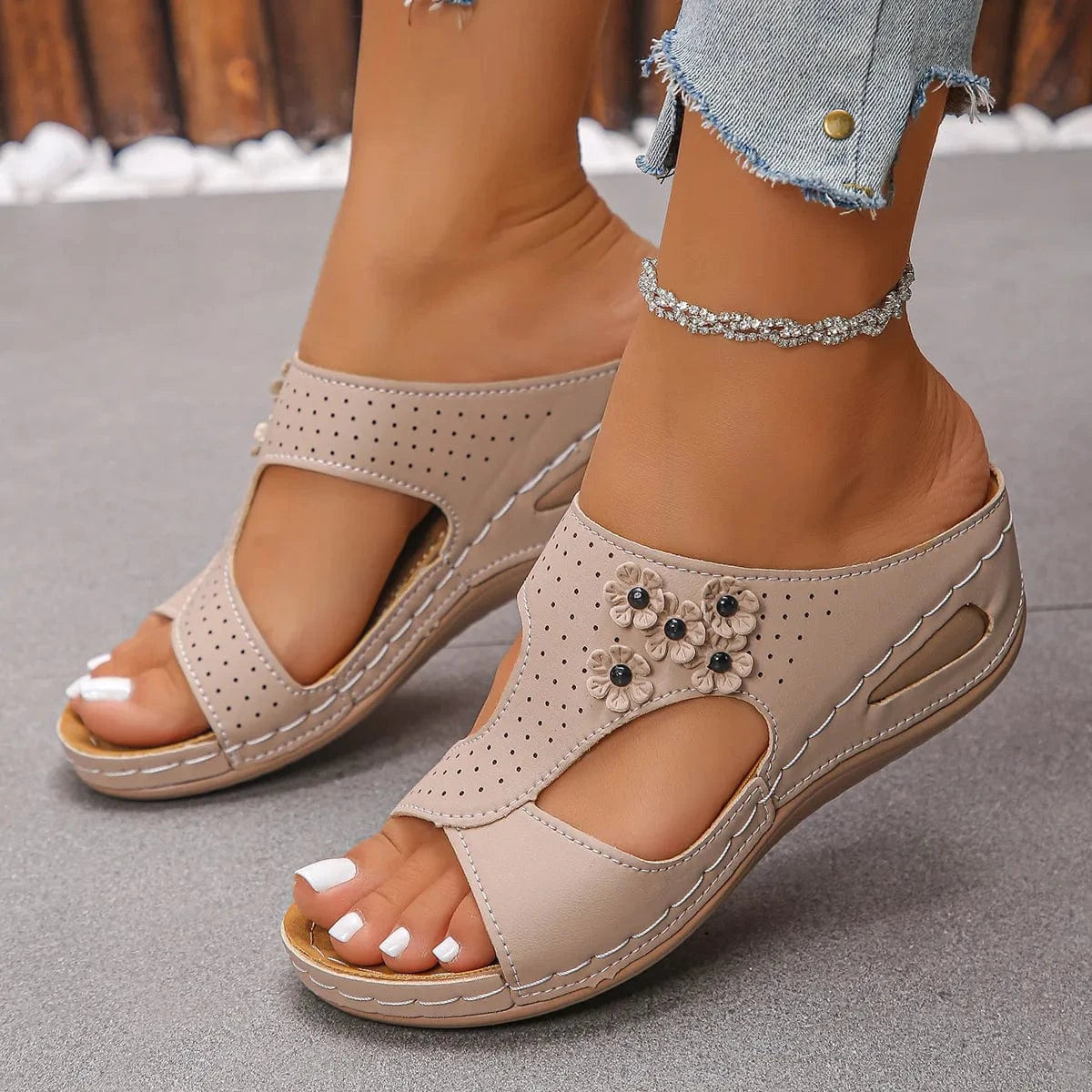 Open Toe Wedge Sandals - ShalayeFashion