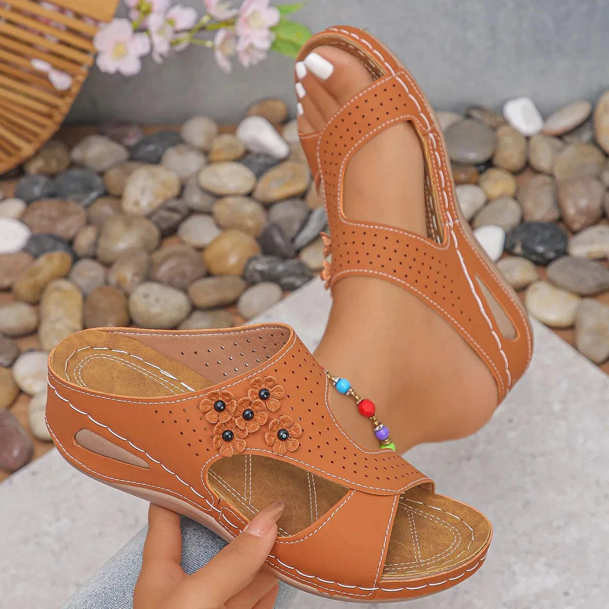 Open Toe Wedge Sandals - ShalayeFashion