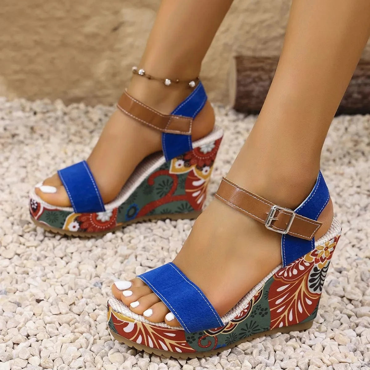 Open Toe Wedge Sandals - ShalayeFashion