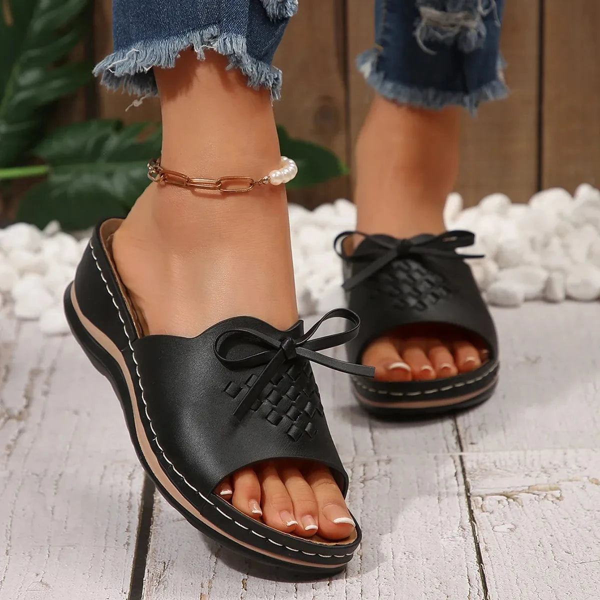Open Toe Wedge Sandals - ShalayeFashion