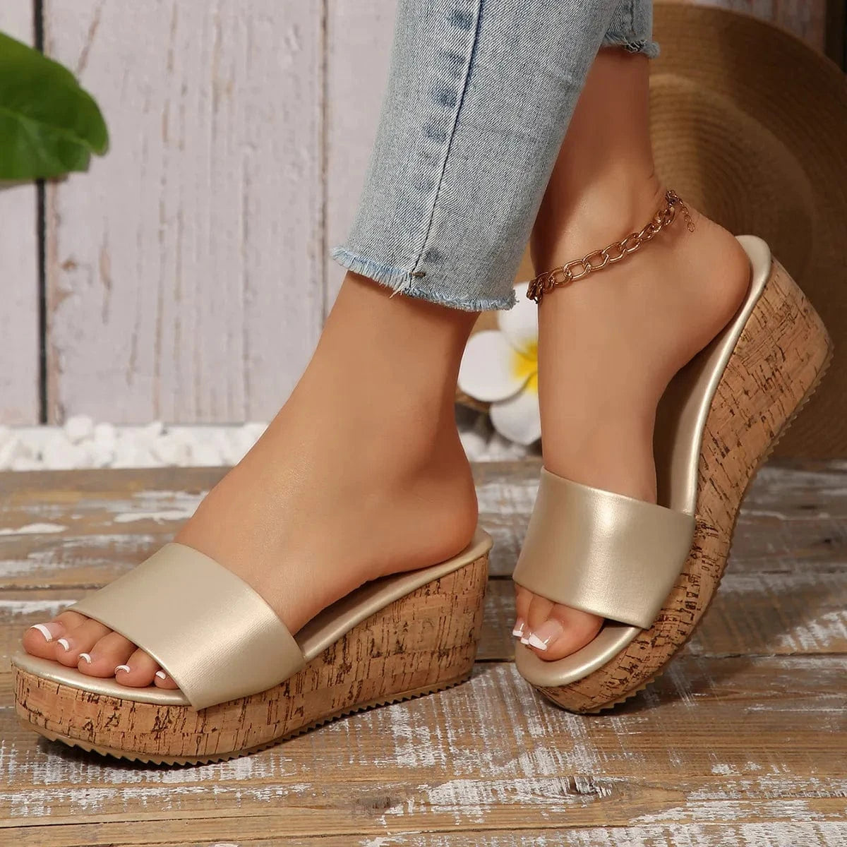 Open Toe Wedge Sandals - ShalayeFashion