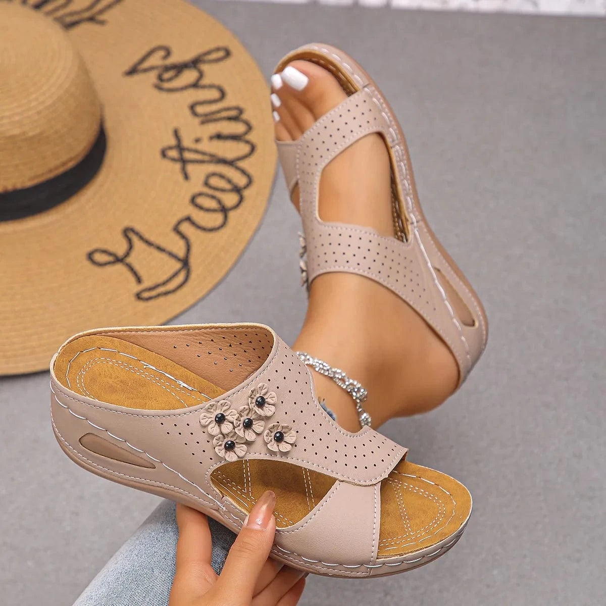 Open Toe Wedge Sandals - ShalayeFashion