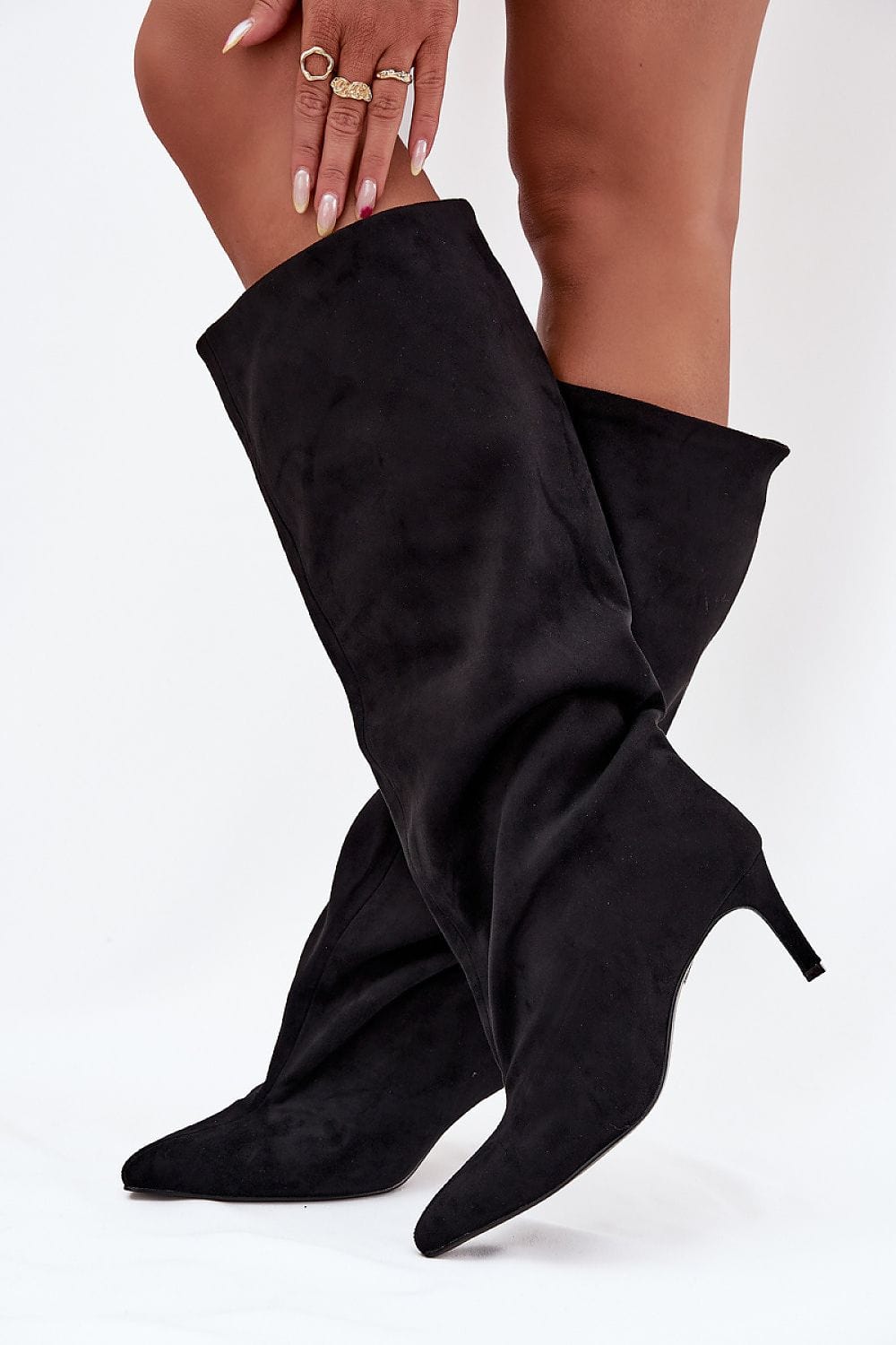 Over - Knee Stiletto Boots Women Eco Suede - ShalayeFashion