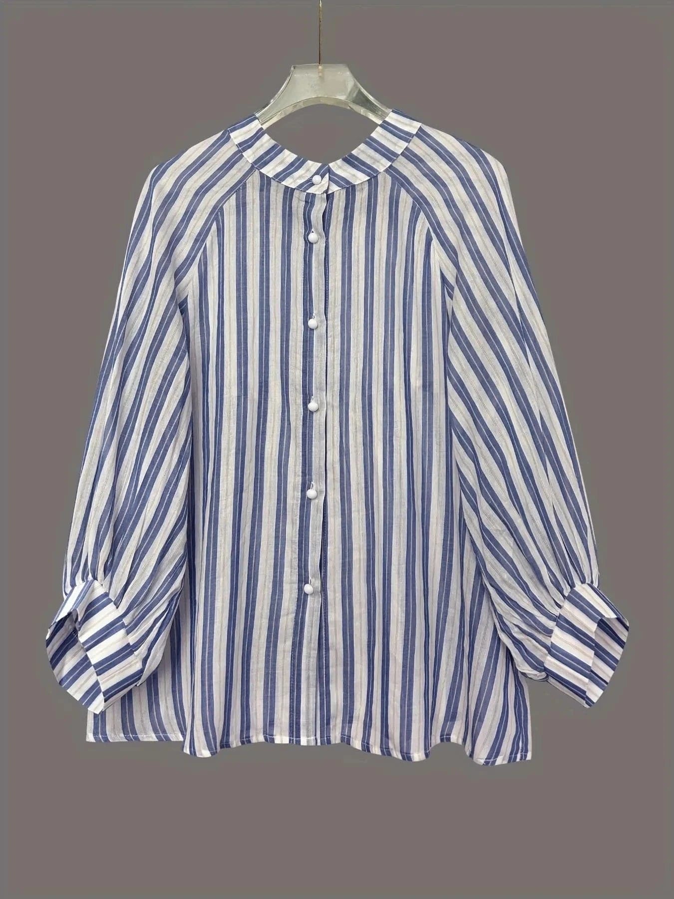 Oversized Striped Button - Down Shirt - ShalayeFashion