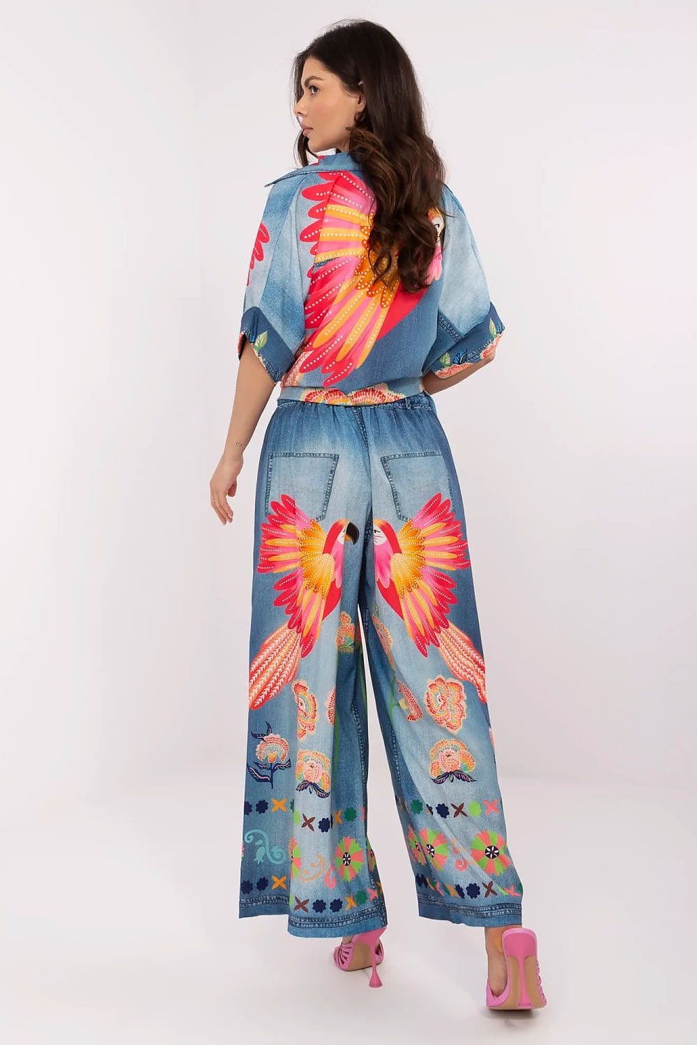 Palazzo Pants Colorful Print High Waist - ShalayeFashion