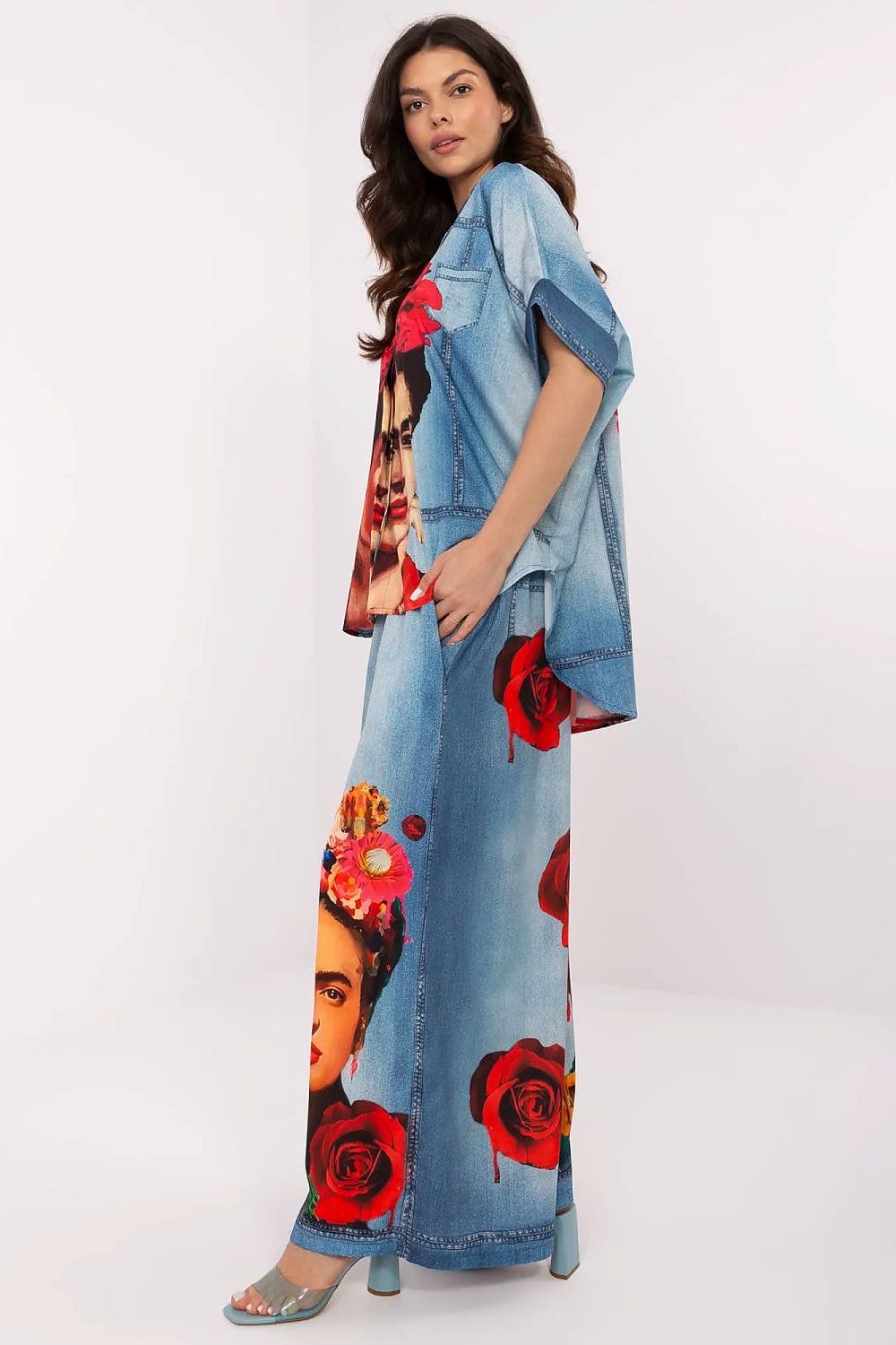 Palazzo Pants Colorful Print High Waist - ShalayeFashion