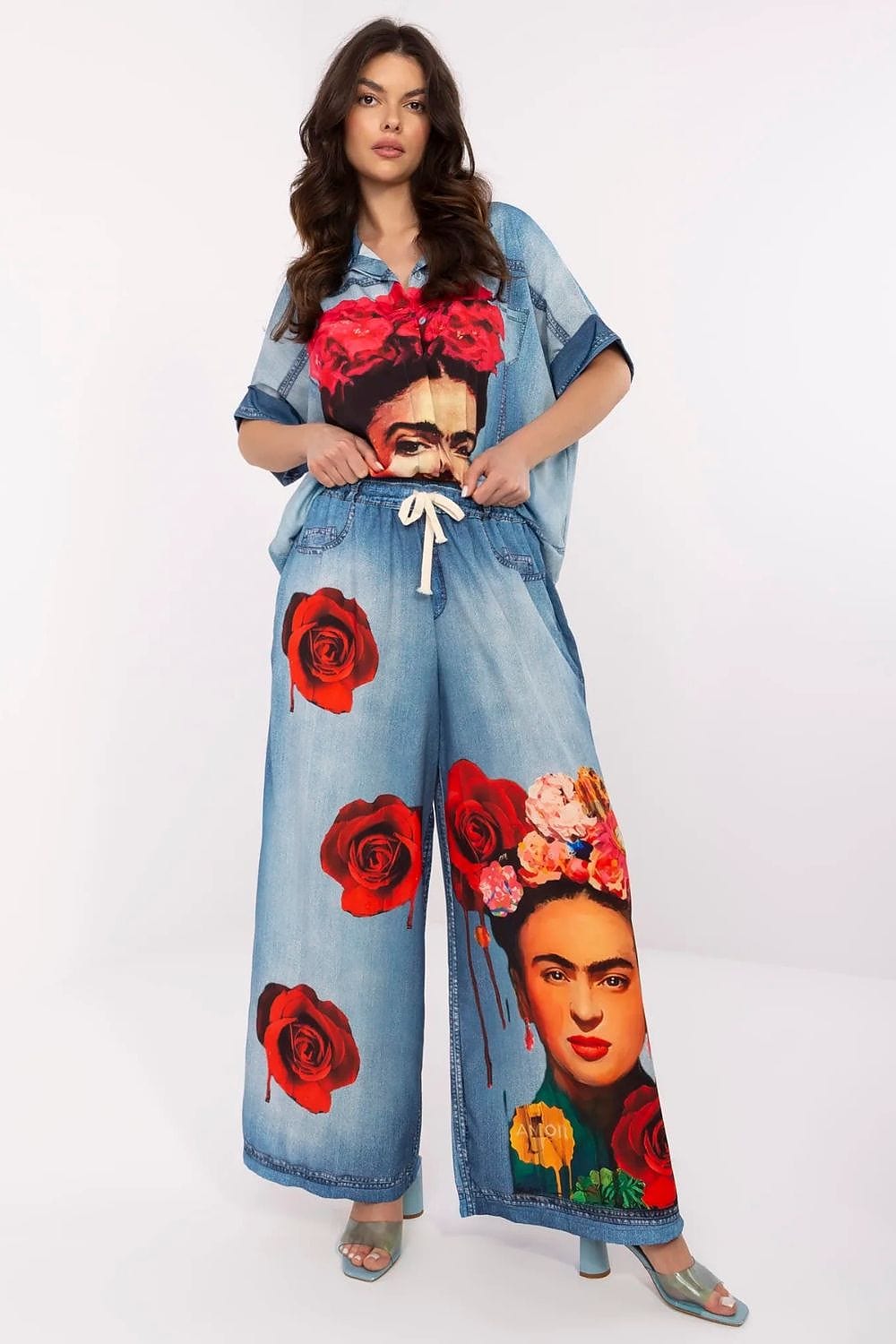 Palazzo Pants Colorful Print High Waist - ShalayeFashion