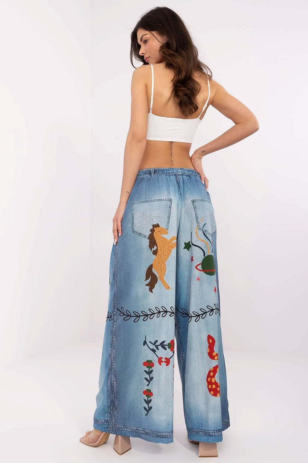 Palazzo Pants Colorful Print High Waist - ShalayeFashion