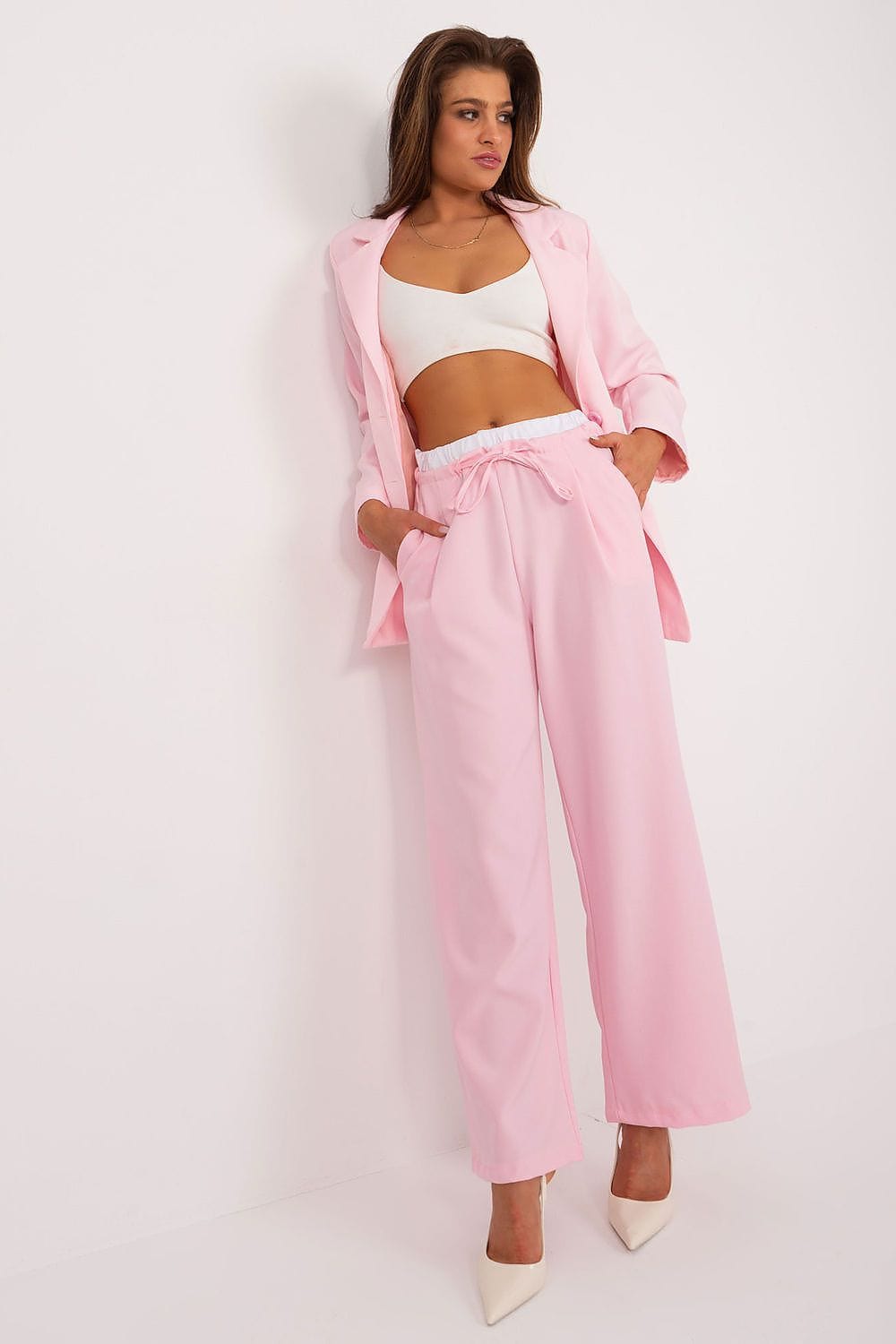 Palazzo Pants Decorative Darts Tie Waist - ShalayeFashion